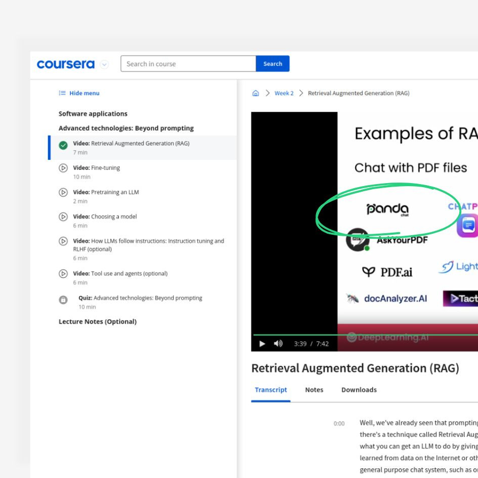#1 Example of RAG Application on Coursera: PandaChat as the Ultimate AI Tool